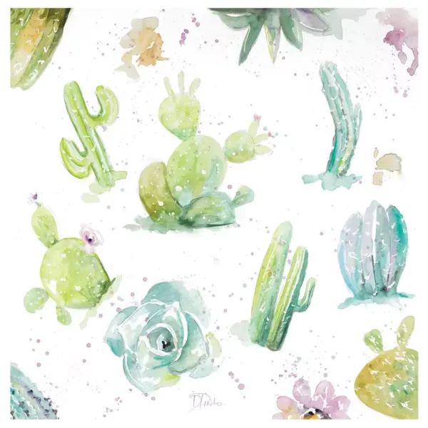 4pk Ceramic Watercolor Cacti and Succulent Print Coasters - Thirstystone