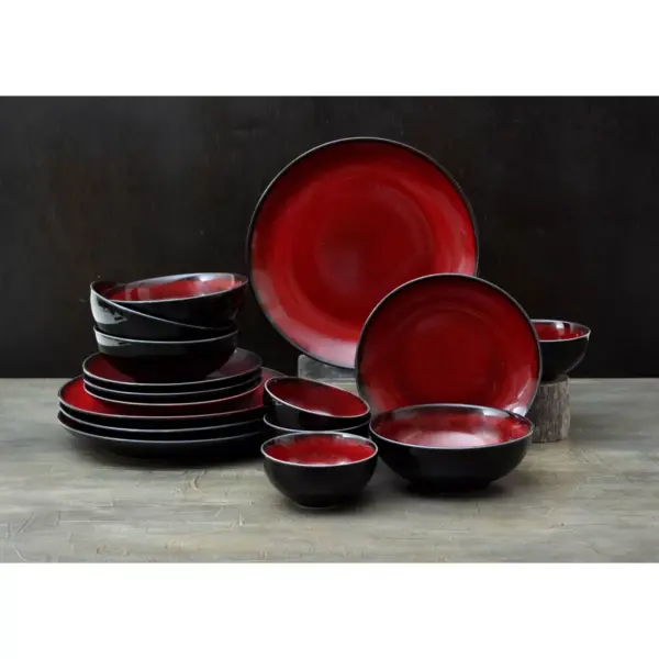 16pc Stoneware Soma Dinnerware Set Red - Sango