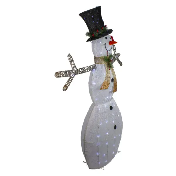 Northlight 72" White and Black LED Lighted Snowman with Top Hat Christmas Outdoor Decoration