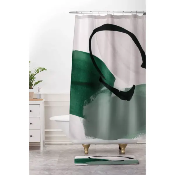 Iris Lehnhardt Minimalist Painting Shower Curtain Green - Deny Designs