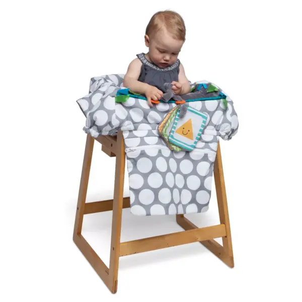 Boppy Preferred Shopping Cart and Restaurant High Chair Cover - Gray Jumbo Dots