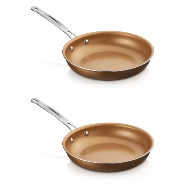 Brentwood 10 and 11.5" Non Stick Induction Copper Ceramic Infused Frying Pan Set