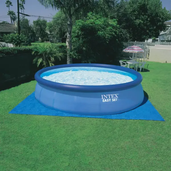 Intex 26165EH 15ft x 42in Above Ground Inflatable Swimming Pool Bundle with Pump, Ladder, Cover, and 50 Pound Bucket of Chlorine Tablets