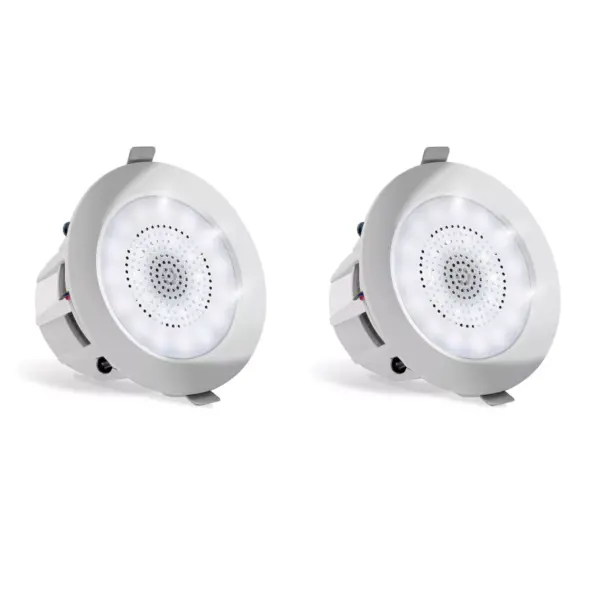 Pyle Audio 3.5 Inch 2 Way 140W Bluetooth Home Flush Mount Ceiling Wall Speakers System and LED Light, Pair, White