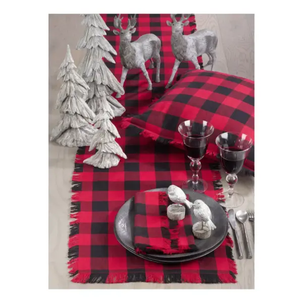 Red Plaid Table Runner - Saro Lifestyle