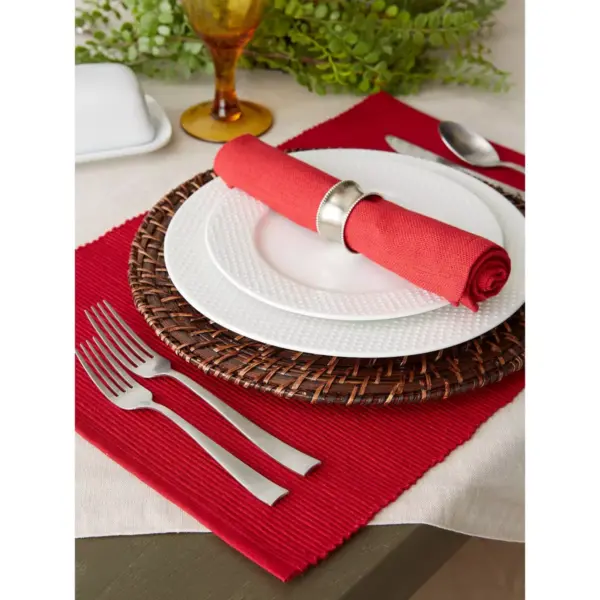 Set of 6 Ribbed Placemat Red - Design Imports