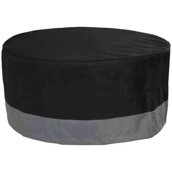 Sunnydaze Outdoor Heavy-Duty Weather-Resistant 300D Polyester Round 2-Tone Fire Pit Cover - 36" x 12" - Gray and Black