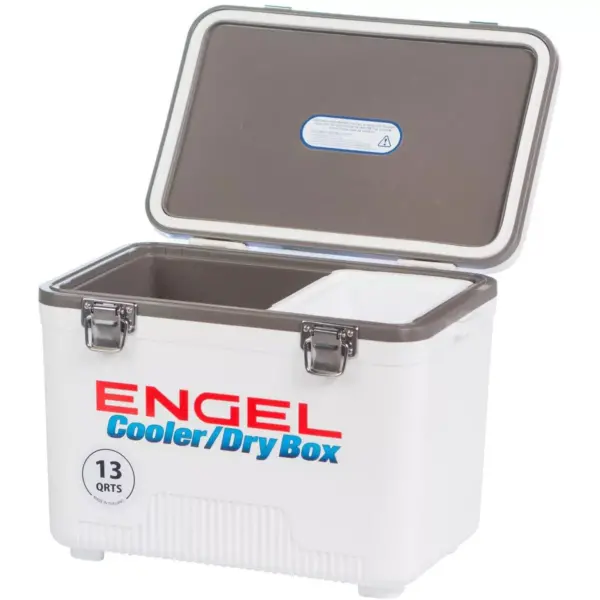 Engel 13 Quart Compact Durable Ultimate Leak Proof Outdoor Dry Box Cooler in White with Stain and Odor-Resistant Surface for 18 Cans or 12 lbs of Ice