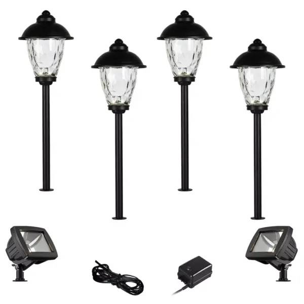 John Timberland Concord Black 8-Piece LED Landscape Path and Flood Light Set