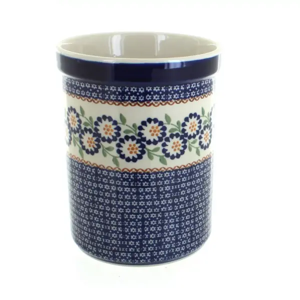 Blue Rose Polish Pottery Peach Blossom Utensil Jar