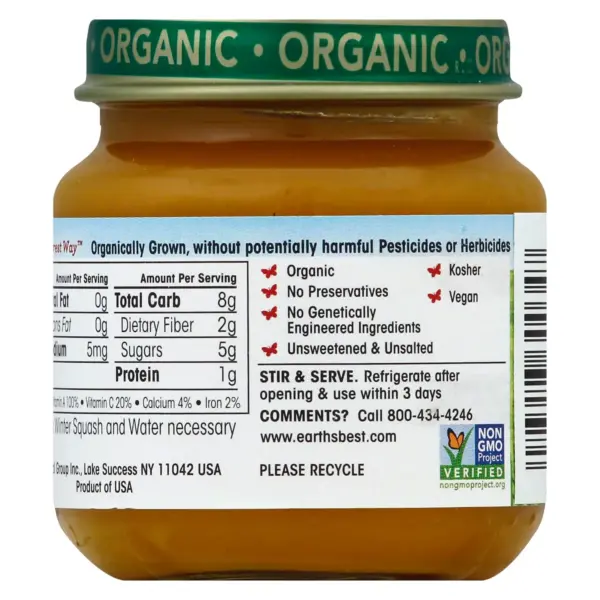 Earth's Best Organic Baby Food Winter Squash - 4oz