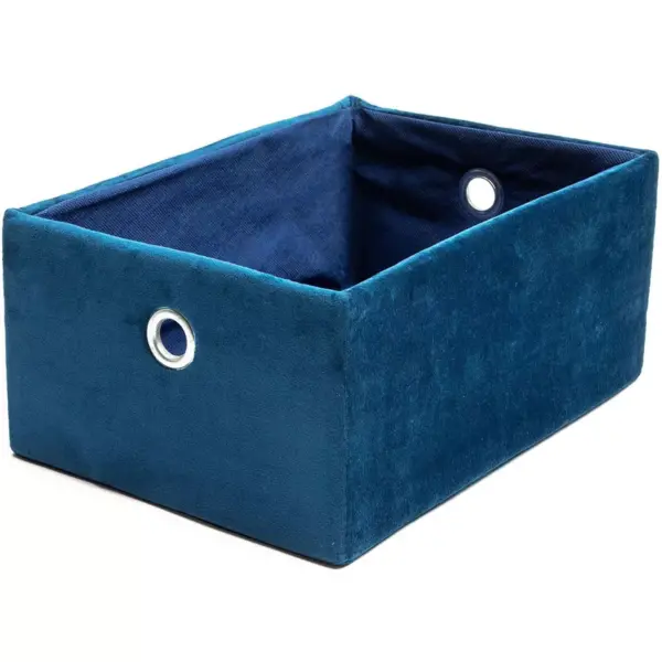 3-Pack Velvet Storage Shelf Basket Bin Box Organizer Rectangle Set, Royal Blue 3 Sizes