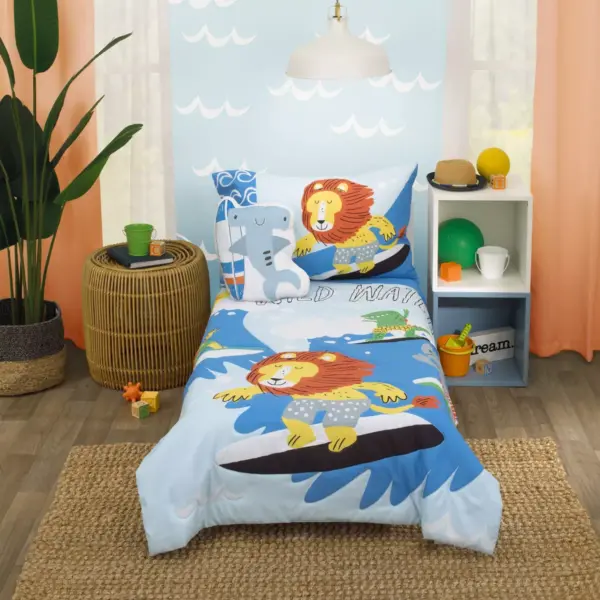 4pc Toddler Everything Kids' Little Dude Adventure Surfing Animals Bed Set