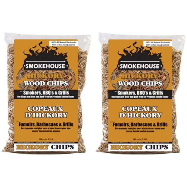 Smokehouse 9792-000-0000 Hickory BBQ Smoker & Grill Smoking 100 Percent Natural Hardwood Wood Chips, 1.75 Pound Bag (2 Pack)