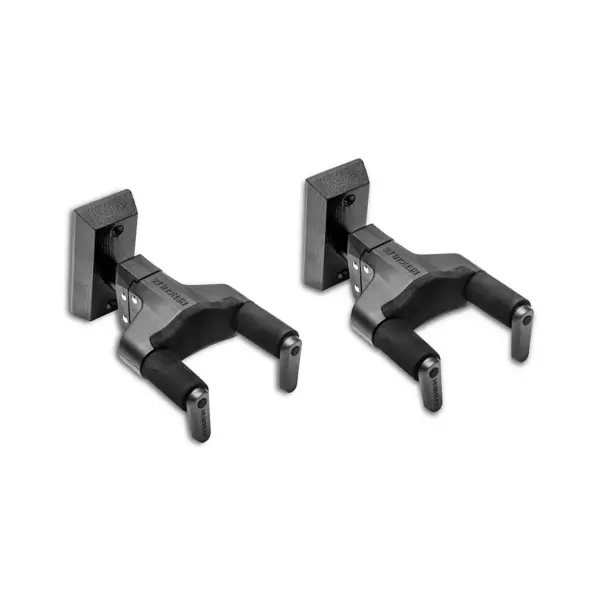 Hercules GSP38WBKPLUS PLUS Series Universal AutoGrip Wall Mount Guitar Hanger - Black, 2-Pack