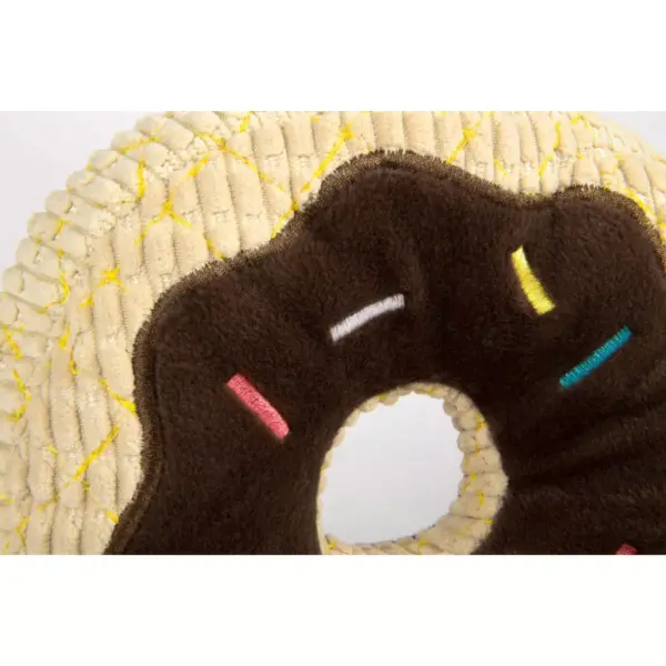 TrustyPup Chocolate Donut Durable Plush Dog - Brown - L