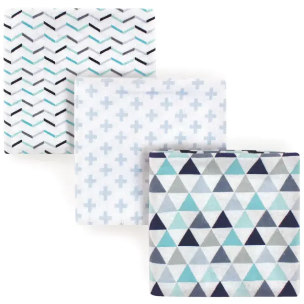 Luvable Friends Baby Boy Cotton Flannel Receiving Blankets, Boy Geometric, One Size