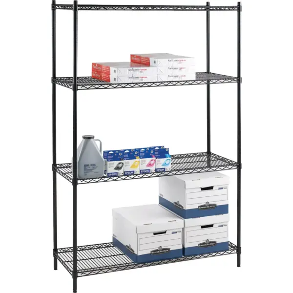 Lorell Starter Shelving Unit 4 Shelves/4 Posts 36"x24"x72" BK 69145