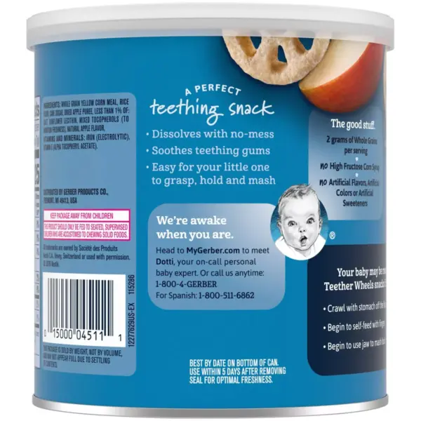 Gerber Teether Wheels Apple Harvest Baby Snacks - 1.48oz