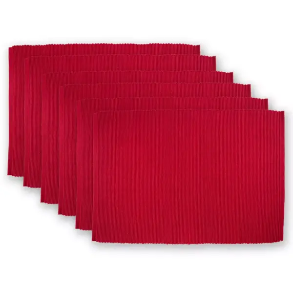 Set of 6 Ribbed Placemat Red - Design Imports