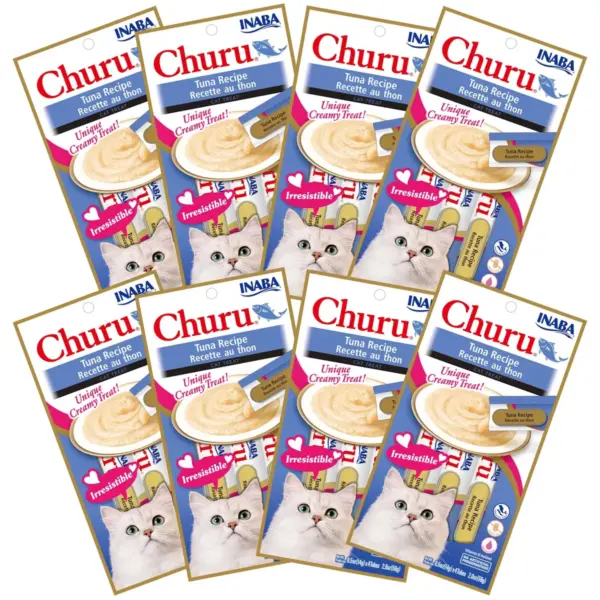 Inaba Churu Grain Free Food Topper Tuna Recipe Cat Treat - 0.5oz/32ct Pack