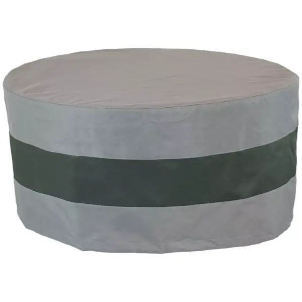 Sunnydaze Outdoor Heavy-Duty Weather-Resistant 300D Polyester Round 2-Tone Fire Pit Cover - 40" x 18" - Gray and Green