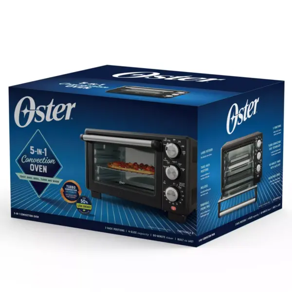 Oster Countertop Convection and 4-Slice Toaster Oven – Matte Black