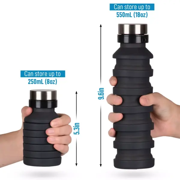 Zulay Kitchen Portable Water Bottle Collapsible - Black