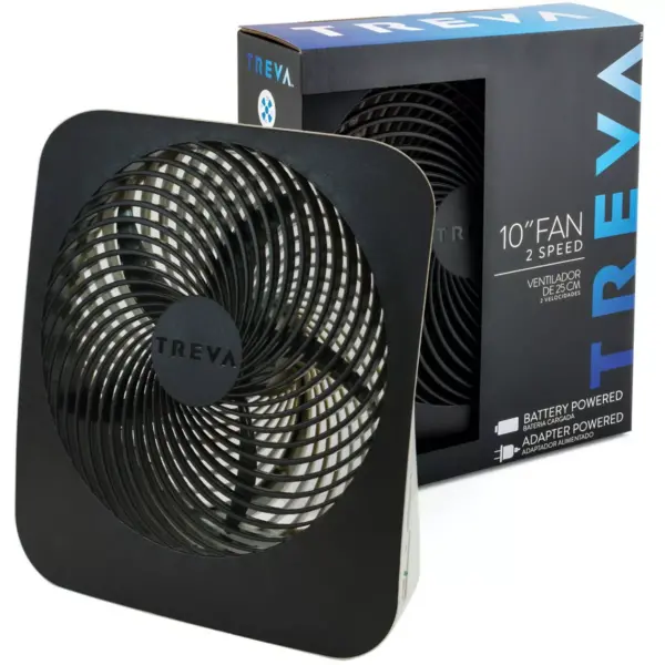 Treva 10" Battery Powered Portable Fin Fan with Adapter