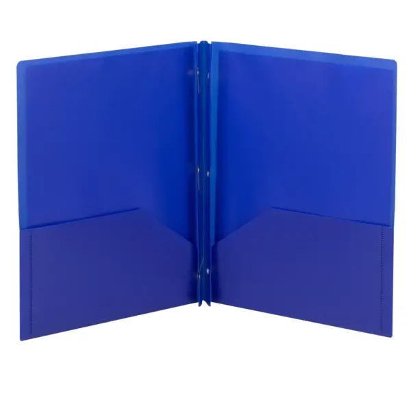 Smead Poly Two-Pocket Folder w/Fasteners 11 x 8 1/2 Blue 25/Box 87726