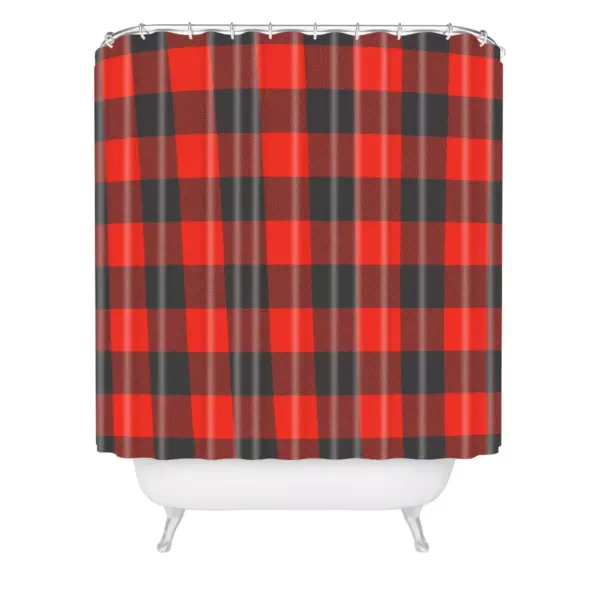 Winter Cabin Plaid Shower Curtain Red - Deny Designs