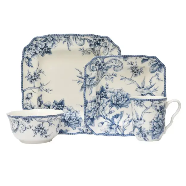 222 Fifth Adelaide Porcelain 16pc Dinnerware Set Blue