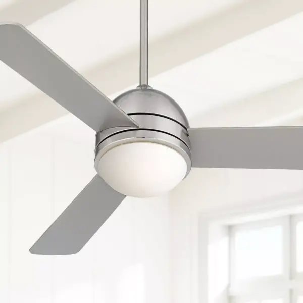 44" Casa Vieja Modern Ceiling Fan with Light LED Brushed Nickel Opal Frosted Glass for Living Room Kitchen Bedroom Dining