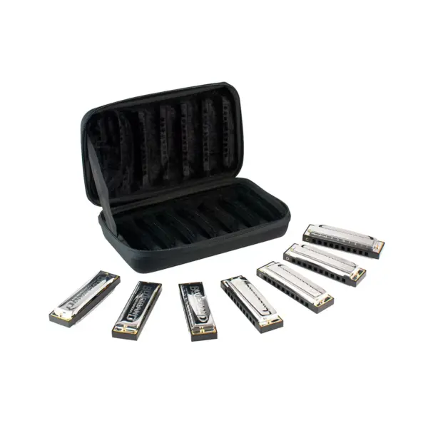 Hohner Blues Band 7 Piece Harmonica Set With Harmonica Holder