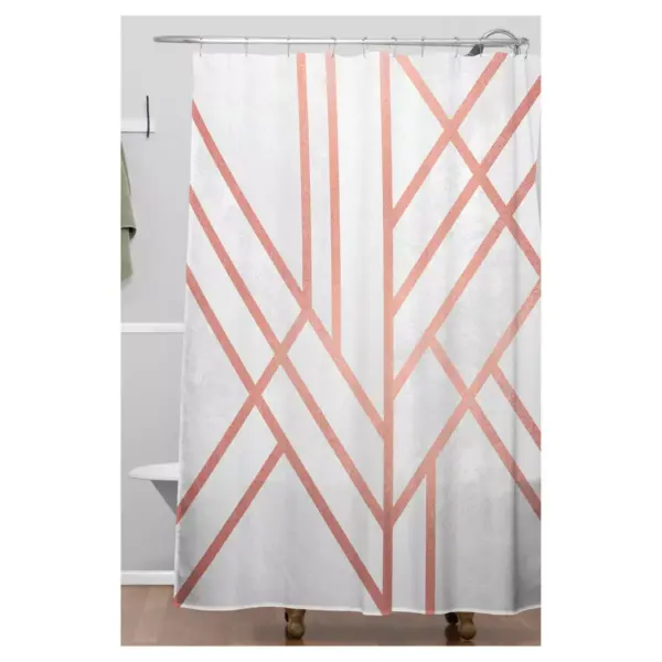 Stripe Shower Curtain Brass - Deny Designs