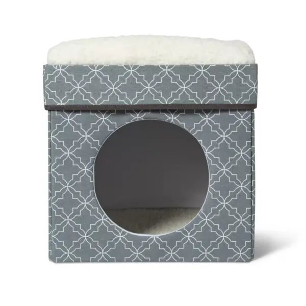 Stackable Cube Cat Condo - Gray Patterned - Boots & Barkley™