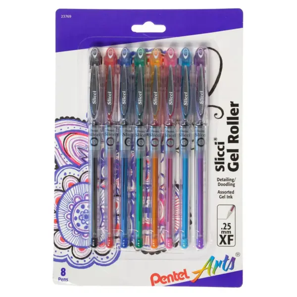 Slicci Gel Pens Extra Fine 8ct - Pentel