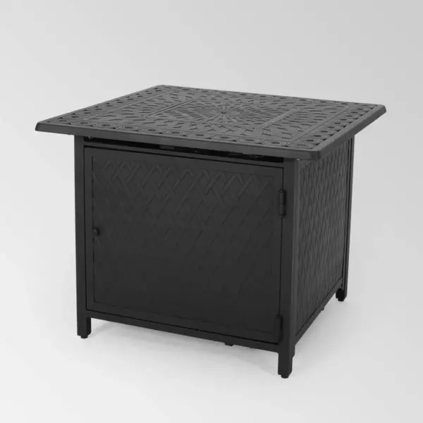 Aspen Outdoor Square Aluminum Fire Pit - Matte Black - Christopher Knight Home