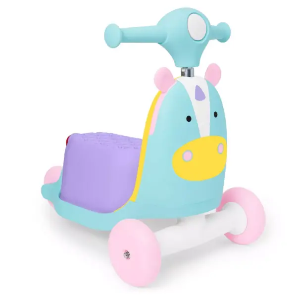 Skip Hop Kids' 3-in-1 Ride On Scooter and Wagon Toy - Unicorn