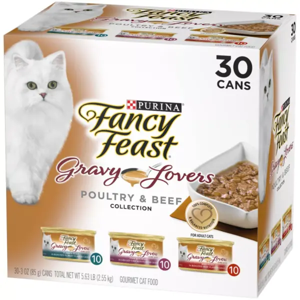 Purina Fancy Feast Gravy Lovers Poultry & Beef Collection Gourmet Wet Cat Food - 3oz/30ct Variety Pack