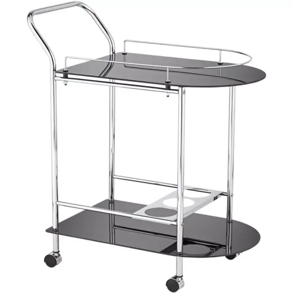 Studio 55D Finn 28 1/2" Wide Black Glass - Chrome Rolling Serving Cart