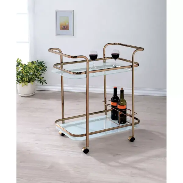 HOMES: Inside + Out Elleria Rectangular Metal Serving Cart Metal/Champagne