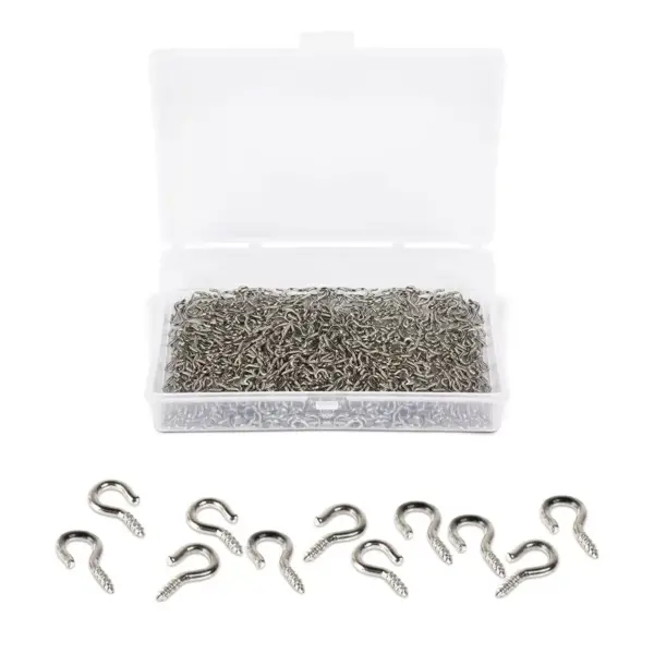 Okuna Outpost 500 Pack Vinyl Coated Screw Eye Hooks, Cup Hook, Silver, 0.21"