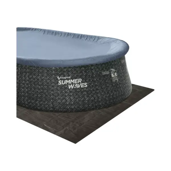 Summer Waves P11810421 18 x 10 Foot Oval Quick Set Inflatable Ring Above Ground Swimming Pool with Ladder and Filter Pump, Dark Gray Herringbone Print