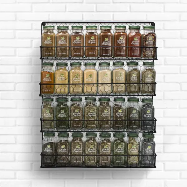 Sorbus 4 Tier Black Wall Mounted Spice Rack Storage Organizer (Spices not Included)