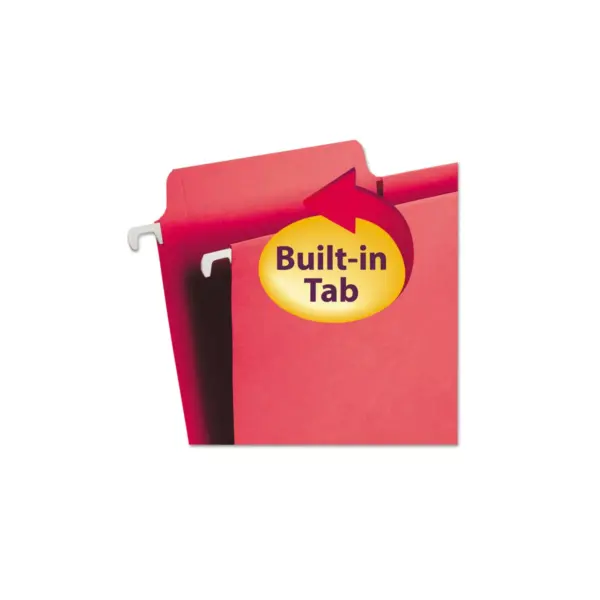 Smead FasTab Hanging File Folders Letter Red 20/Box 64096