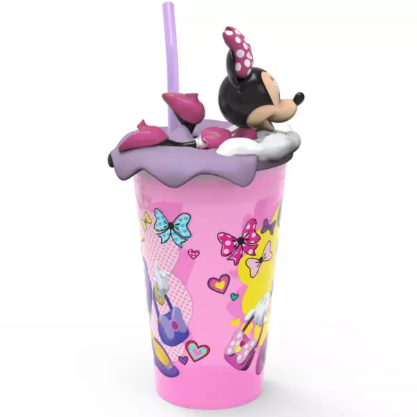 Mickey Mouse & Friends Minnie Mouse 15oz Plastic Cup With Lid And Straw Pink/Purple