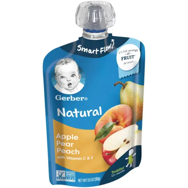 Gerber Toddler Apple Pear Peach Baby Food Pouch - 3.5oz