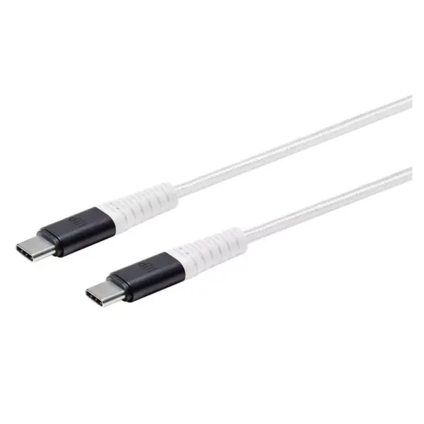 Monoprice Durable USB 2.0 Type-C Charge and Sync Kevlar Reinforced Nylon-Braid Cable - 6 Feet - White | 5A/100W, Aluminum Connectors - AtlasFlex