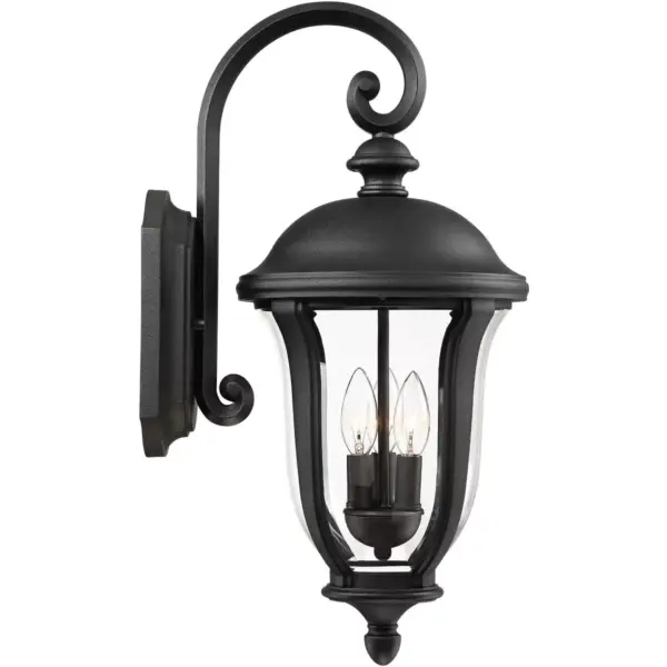 John Timberland Traditional Outdoor Wall Light Fixture Black 22 1/4" Clear Glass Downbridge for Exterior House Porch Patio Deck